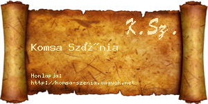 Komsa Szénia névjegykártya